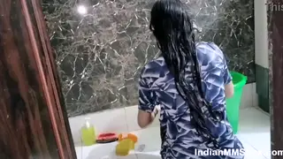 Indian Wife Showers Naked in Bathroom POV View