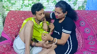 Indian Teen in Short Dress Takes Rough Blowjob and Titjob