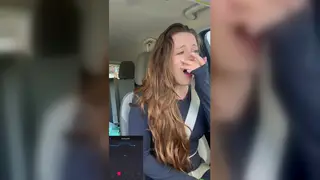 Petite Brunette Rides a Remote Vibrator at the Drive-Thru