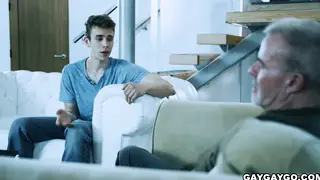 Smooth Twink Takes Stepdad Deep in Bareback Doggystyle