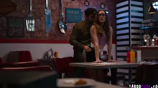 Brunette in Uniform Takes Rough Face Fuck and Facial