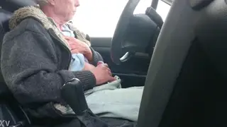 European Guy Strokes Himself in a Parked Car