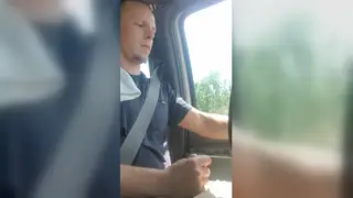 Older Man Strokes Himself to Release in a Car