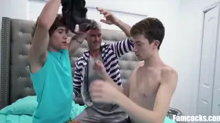 Stepdad Guides Two Men Through First Threesome