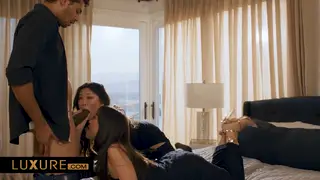 Asian Brunettes Share Cock in Villa Threesome