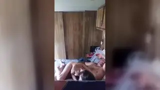 Petite Wife Takes Two Cocks in a Mobile Home