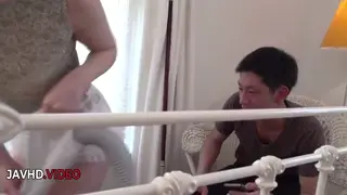 Blonde Japanese Wife Shares Oral in a Threesome