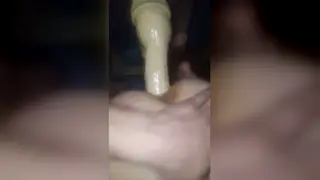 Curvy Teen Fucks a Huge Dildo in Front of a Mirror