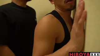Muscular Asian Mature Enjoys a Steamy Bathroom Blowjob