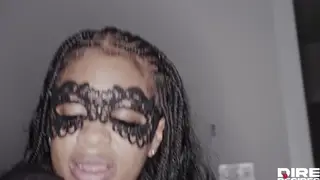 Curvy Ebony BBW in Lingerie Takes BBC Doggystyle Creampie