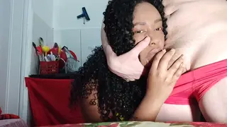 Guy Delivers Messy Cumshot on Partner's Face in Kitchen