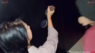 Busty Wife Takes Two Strangers at a Gloryhole