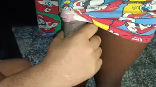 Slim Twink Drains Neighbor's Massive Black Cock Outside