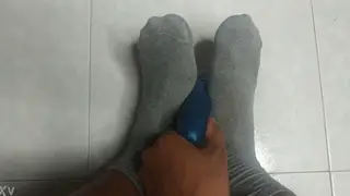 Solo Guy Teases His Feet Before Riding a Dildo