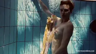 European Teen Shows Hairy Body Underwater and in Shower