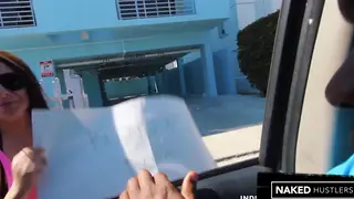 Curvy Latina Gives a Sloppy Blowjob at a Public Car Wash
