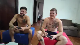 Tattooed Latino Daddy Strokes Muscle Teen to Edge