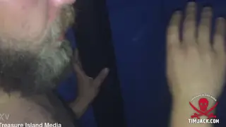 Solo Guy Strokes and Pisses in Public Honey Bucket