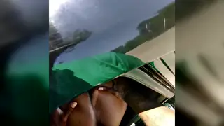 Petite Ebony MILF Takes BBC Doggystyle in a Car