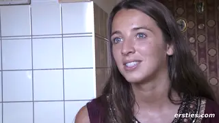European Brunette Teen Fingers Hairy Pussy to Orgasm