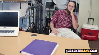Muscular European Takes BBC Doggystyle at Office Desk