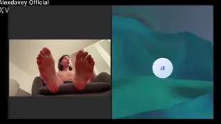 Twink Shows Feet and Cums on Legs During Call