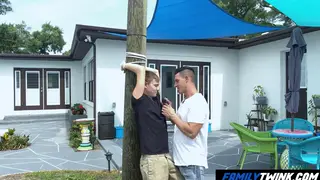 Muscular Jock Face-Fucks Slim Twink Outdoors