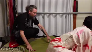 Japanese Teen in Kimono Takes Big White Cock Anally