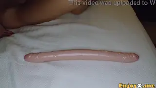 Petite European Blondes Share a Double Dildo in the Car