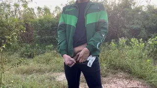 Asian Teen Strokes Big Cock Outside Until Release