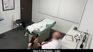 Redhead Teen Services the Doctor on His Clinic Desk