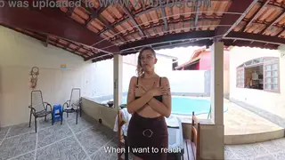 Curvy Reporter Strips Outdoors Before POV Blowjob