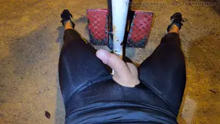 Slim European Twink Jerks Off in Stockings Outdoors