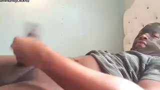 Ebony Guy Strokes His Thick Cock in POV Until Release
