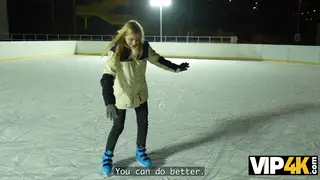 Petite Blonde Caught Skating Outdoors Takes Stranger in POV