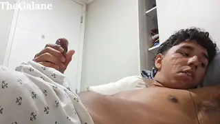 Muscular Latino Strokes His Cock With a Pump Toy