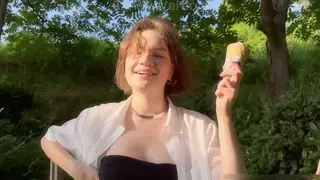 Curvy European Takes Deep Throat Before Outdoor Facial