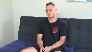 Hairy Muscular Newbie Strokes Hard at Casting