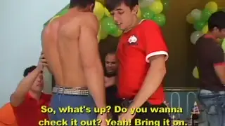 European Twinks Engage in Gangbang Orgy at Club