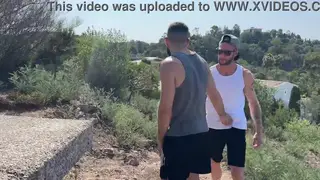 Muscular Latino Bear Rims and Barebacks on Beach