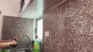 Blonde Latina Pleasures Wife With POV Pussy Licking in Kitchen