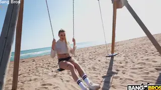 Petite Blonde Latina Takes Creampie and Facial Outdoors