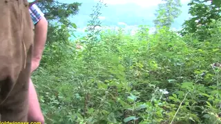 Petite Woman Joins Interracial Threesome Outdoors
