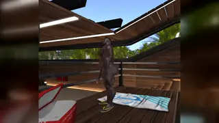 Muscular Black Stud Shows Off Monster Cock Poolside