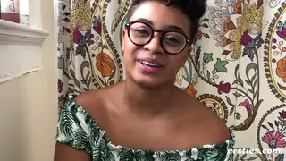 Ebony Teen Explores Pleasure with Two Toys Solo