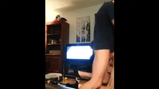 Muscular Top Breeds Slim Bottom Bareback in Living Room
