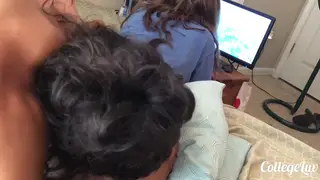 Petite Brunette Distracts Her Guy From Gaming for POV Sex