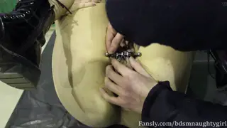 European Wife Endures Labia Clamp in BDSM Scene
