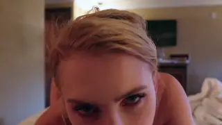 Blonde Bombshell Rides POV While Her Man Watches