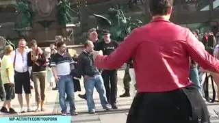 Blonde Flashes Naked Body on Public Streets